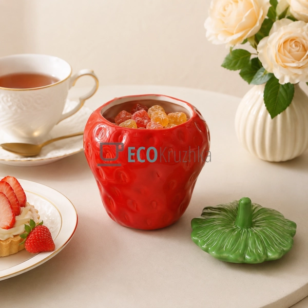 Керамічна банка Strawberries 300 мл для зберігання проду ...