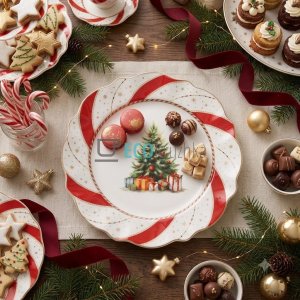 Порцелянова тарілка Christmas Ribbon 21 см з хвилястим к ... Порцелянова тарілка Christmas Ribbon 21 см з хвилястим к ...