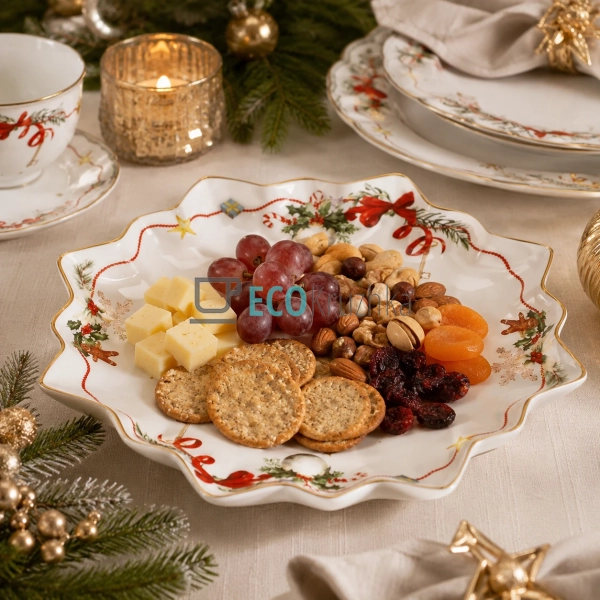 Порцелянове блюдо Christmas Ribbon 26 см з хвилястим кра ... Порцелянове блюдо Christmas Ribbon 26 см з хвилястим кра ...