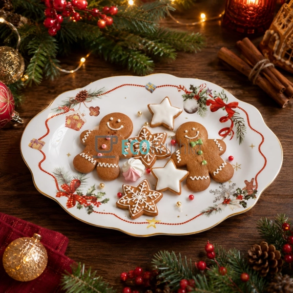 Порцелянове овальне блюдо Christmas Ribbon з хвилястим к ... Порцелянове овальне блюдо Christmas Ribbon з хвилястим к ...