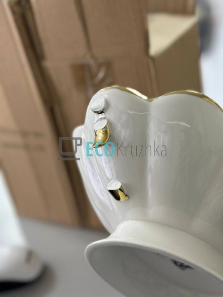 УЦІНКА Фруктовниця порцелянова із золотом, 31.5см УЦІНКА Фруктовниця порцелянова із золотом, 31.5см