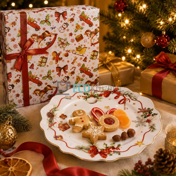 Порцелянова тарілка Christmas Ribbon 21 см з хвилястим к ... Порцелянова тарілка Christmas Ribbon 21 см з хвилястим к ...