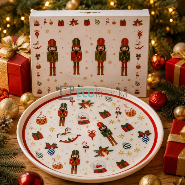Святкова тарілка Christmas з бортиком 24,5 см для новорі ...