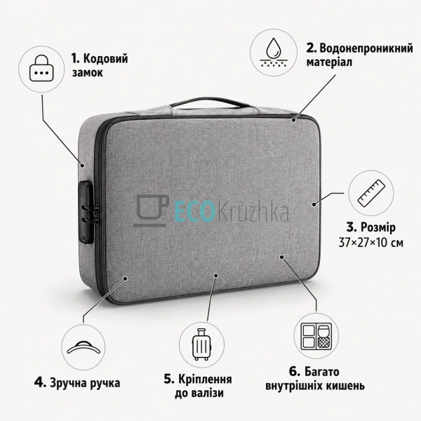 Органайзер для документів із кодовим замком, водонепрони ... Органайзер для документів із кодовим замком, водонепрони ...