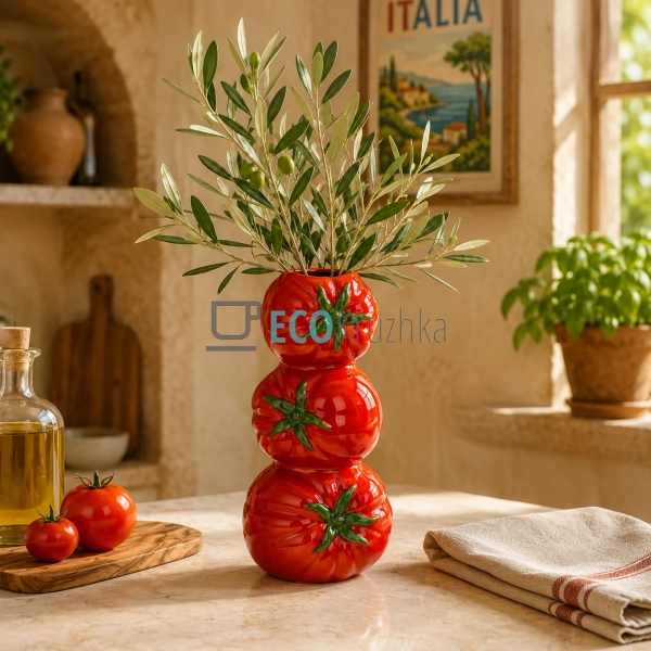 Керамічна ваза Tomato 11,5×10×23,5 см червона (733-825) Керамічна ваза Tomato 11,5×10×23,5 см червона (733-825)