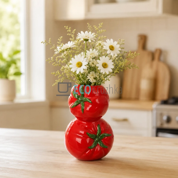 Керамічна ваза Tomato 10х9х16.5 см червона (733-824) Керамічна ваза Tomato 10х9х16.5 см червона (733-824)