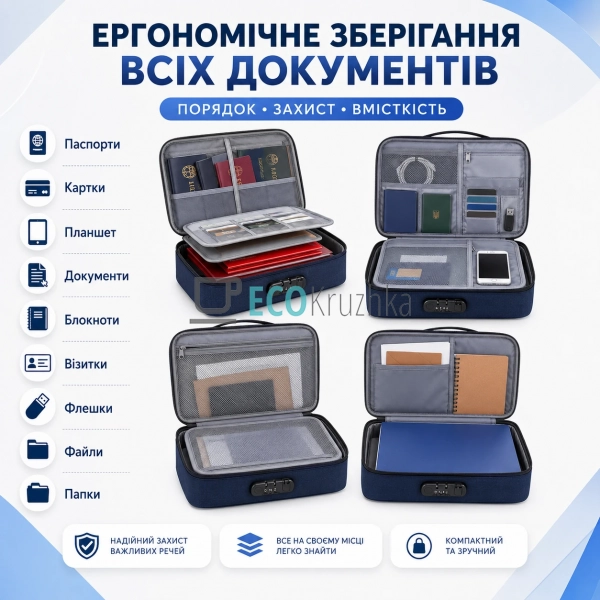 Органайзер для документів із кодовим замком, водонепрони ... Органайзер для документів із кодовим замком, водонепрони ...