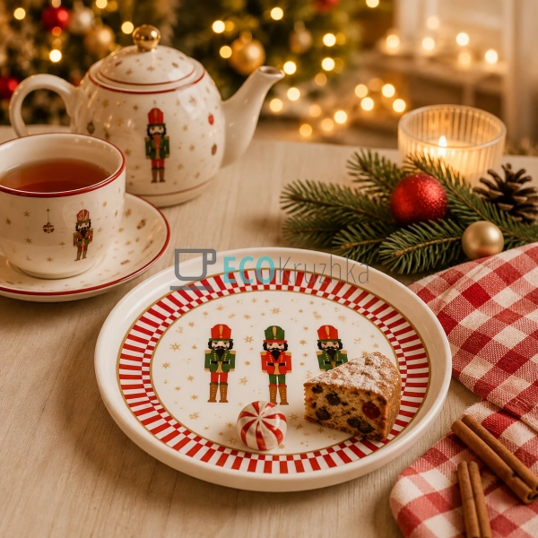 Святкова тарілка Christmas з бортиком 19,5 см для новорі ...