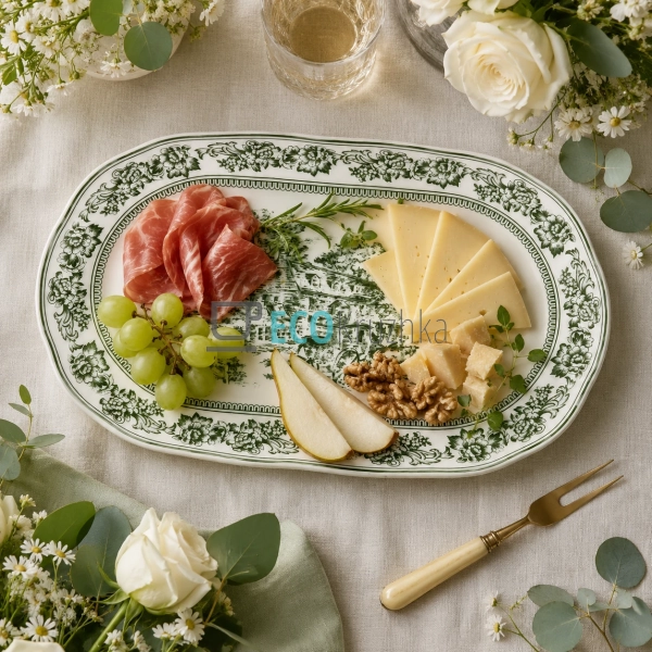 Порцелянове блюдо Heritage Toile Collection Green 35,5×2 ...