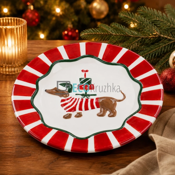 Керамічне блюдо Candy Collection Весела такса 25,7×2,4 с ...