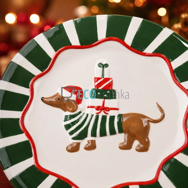 Керамічне блюдо Candy Collection Весела такса 25,7×2,4 с ...