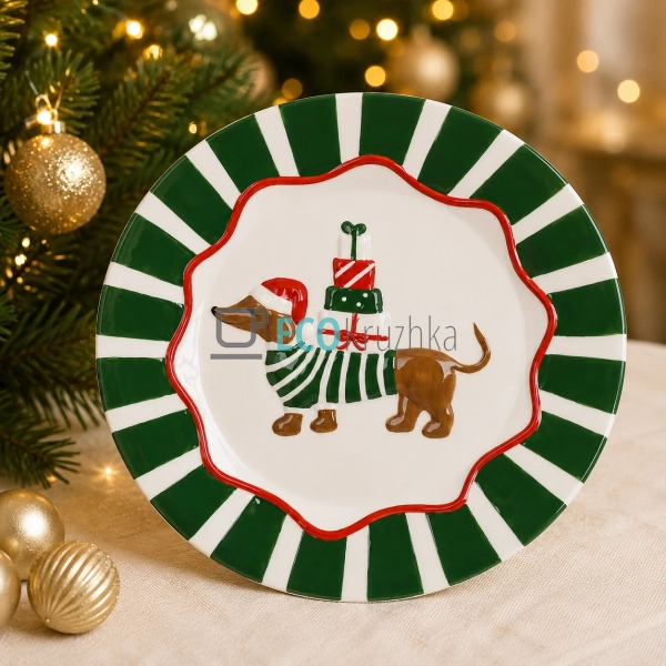Керамічне блюдо Candy Collection Весела такса 25,7×2,4 с ...