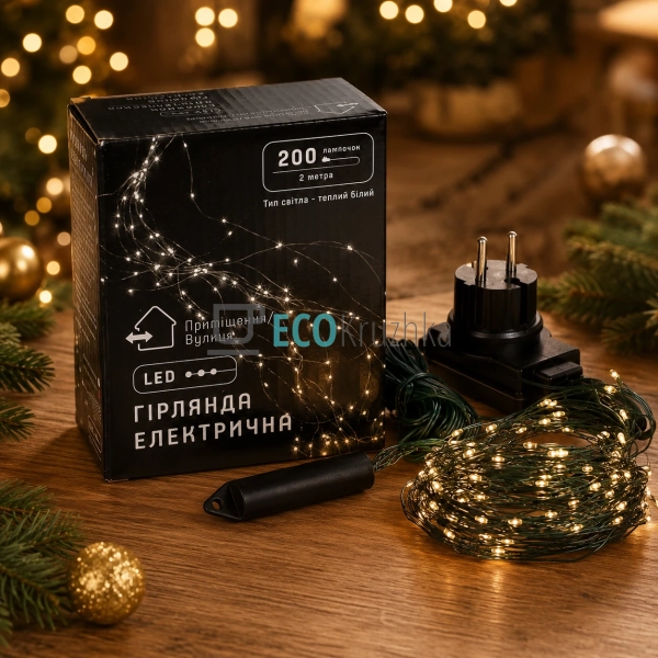 Гірлянда-пучок LED 200 міні-лампочок, 10 ниток по 2 м, т ...