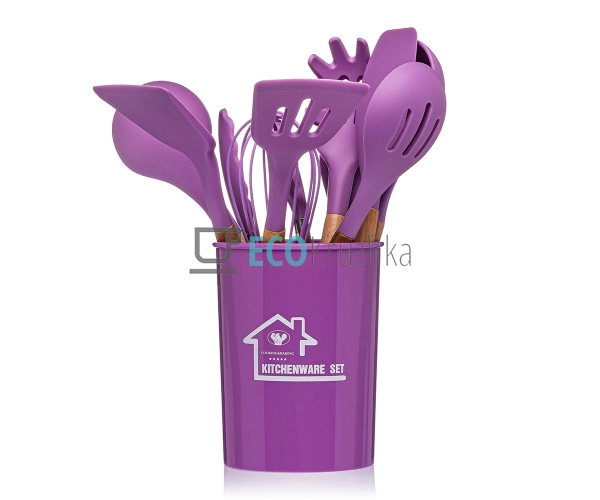 Набір кухонного приладдя 12 предметів з бамбуковою ручко ... Набір кухонного приладдя 12 предметів з бамбуковою ручко ...