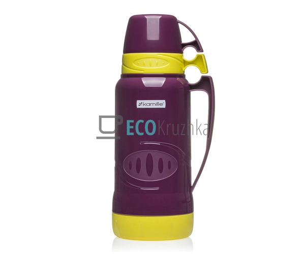 Термос Kamille Фіолетовий 1800мл пластиковий зі скляною ... Термос Kamille Фіолетовий 1800мл пластиковий зі скляною ...