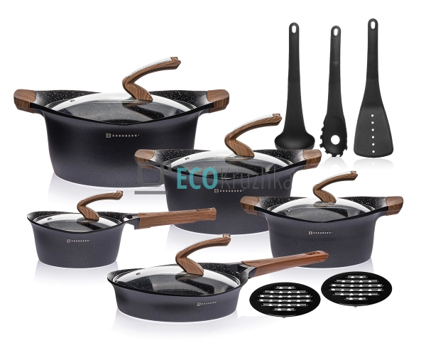 Набір посуду Edenberg з мармуровим покриттям антипригарн ... Набір посуду Edenberg з мармуровим покриттям антипригарн ...