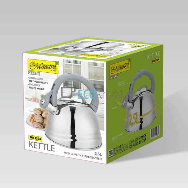 Чайник 2.5 л з нержавіючої сталі зі свистком і нейлоново ... Чайник 2.5 л з нержавіючої сталі зі свистком і нейлоново ...