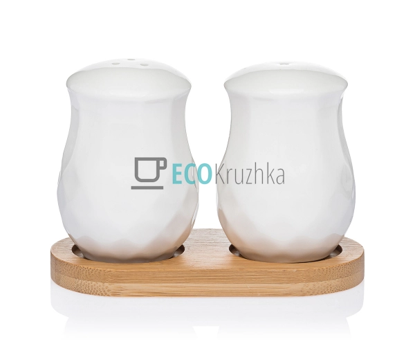 Сільничка та перечниця на бамбуковій підставці PJ02812