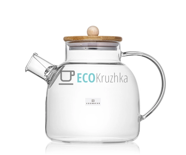 Чайник для заварювання скляний з бамбуковою кришкою 1500 ...