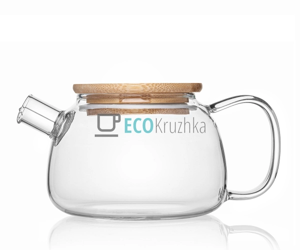 Чайник для заварювання скляний з бамбуковою кришкою 600 мл Прозорий EK34898-6-1 Чайник для заварювання скляний з бамбуковою кришкою 600 мл Прозорий EK34898-6-1