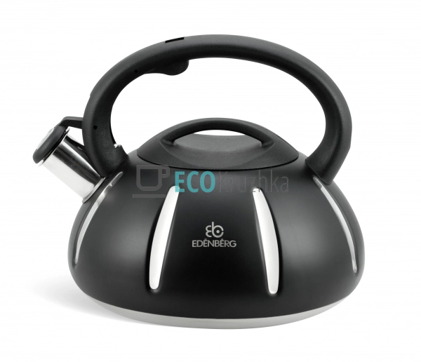 Чайник Edenberg Чорний 3л із нержавіючої сталі із свистк ... Чайник Edenberg Чорний 3л із нержавіючої сталі із свистк ...