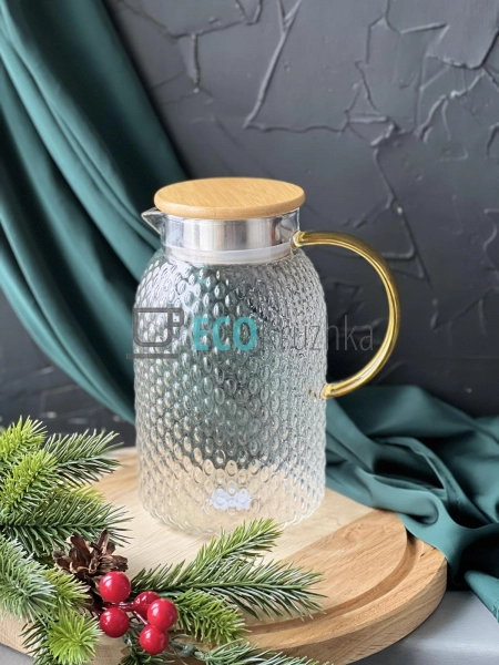 Глечик Dew з бамбуковою кришкою 1500 мл боросилікатне ск ... Глечик Dew з бамбуковою кришкою 1500 мл боросилікатне ск ...