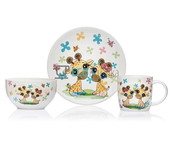 Набір дитячого посуду Baby giraffes 3 предмети порцелян ... Набір дитячого посуду Baby giraffes 3 предмети порцелян ...
