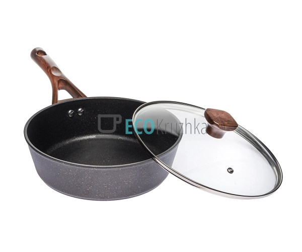 Глибока сковорода з кришкою та гранітним покриттям 28 х  ... Глибока сковорода з кришкою та гранітним покриттям 28 х  ...