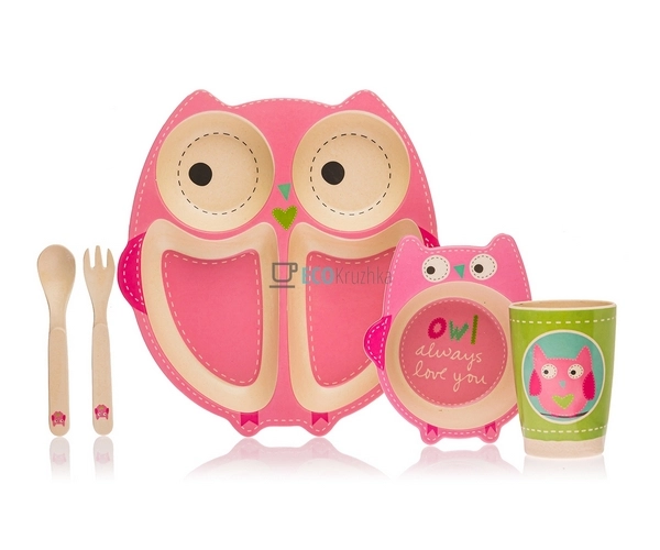 Набір дитячого посуду бамбуковий 5 приладів Cова Eco Bam ...